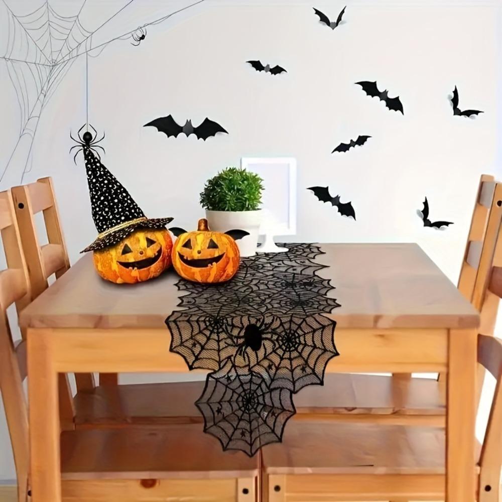 Mesh Gothic Lace Tablecloth Translucent Halloween Table Decoration Restaurant