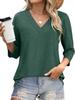 Женский топ с V-образным вырезом и рукавом 7 дюймов, повседневная женская трикотажная футболка с завязкой на талии