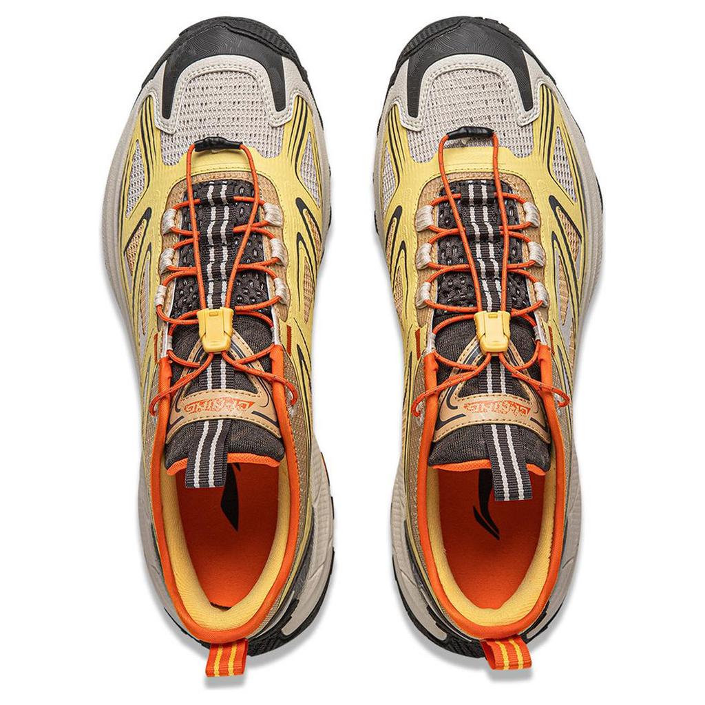 Li Ning Туристические кроссовки с амортизацией CF Tracing, нескользящие, износостойкие, низкие, унисекс, желто-коричневые AHTV001-2