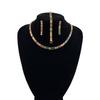 Women's Silver Zircon Baguette Waterway Necklace Earring Bracelet Jewelery Set Suit
