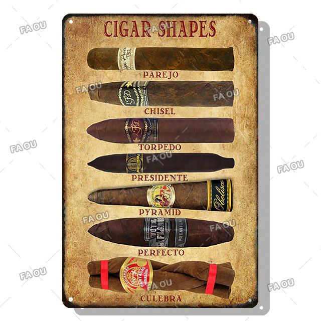 Сигары Винтажные металлические плакаты Виски Ретро жестяные вывески Бар Кафе Настенное искусство Декоративная табличка Современный дом Декор гостиной Эстетика