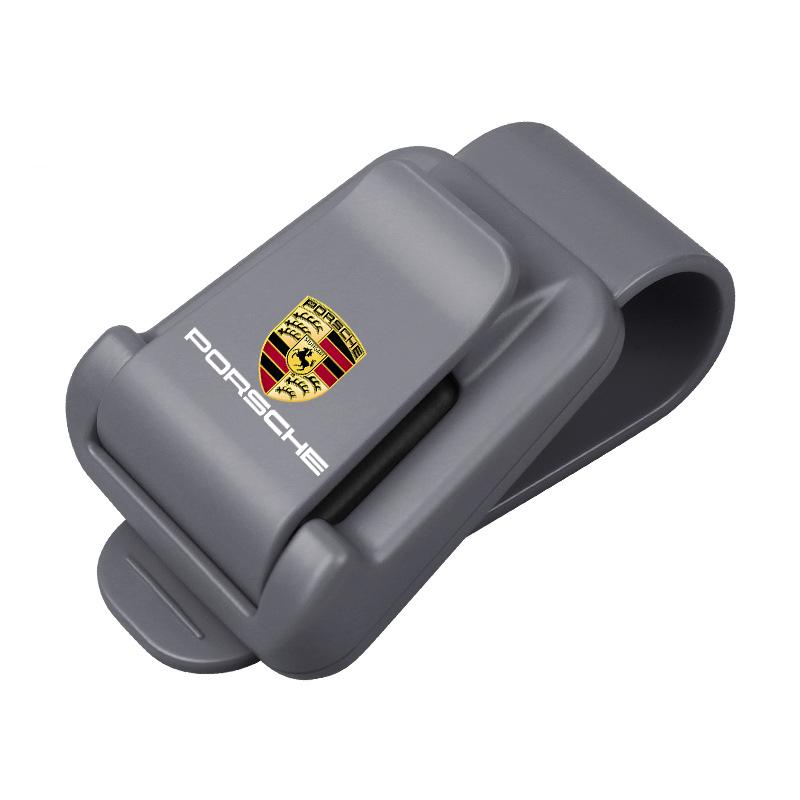 wsdz2 Alloy Car Sun Visor Sunglasses Holder Ticket Card Clip For Porsche Cayenne Panamera Macan 911 718 Taycan Boxster Pajun Cayman