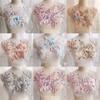 Clothing Accessories 3D Lace Flowers DIY Pearl Embroidery Flower Trim Cloth Patch Women Lady Girl