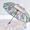 Stained Glass Umbrella British Style Rainforest Arch Umbrellas Vintage Hand-Painted Transparent Parasol Auto Folding Umbrella