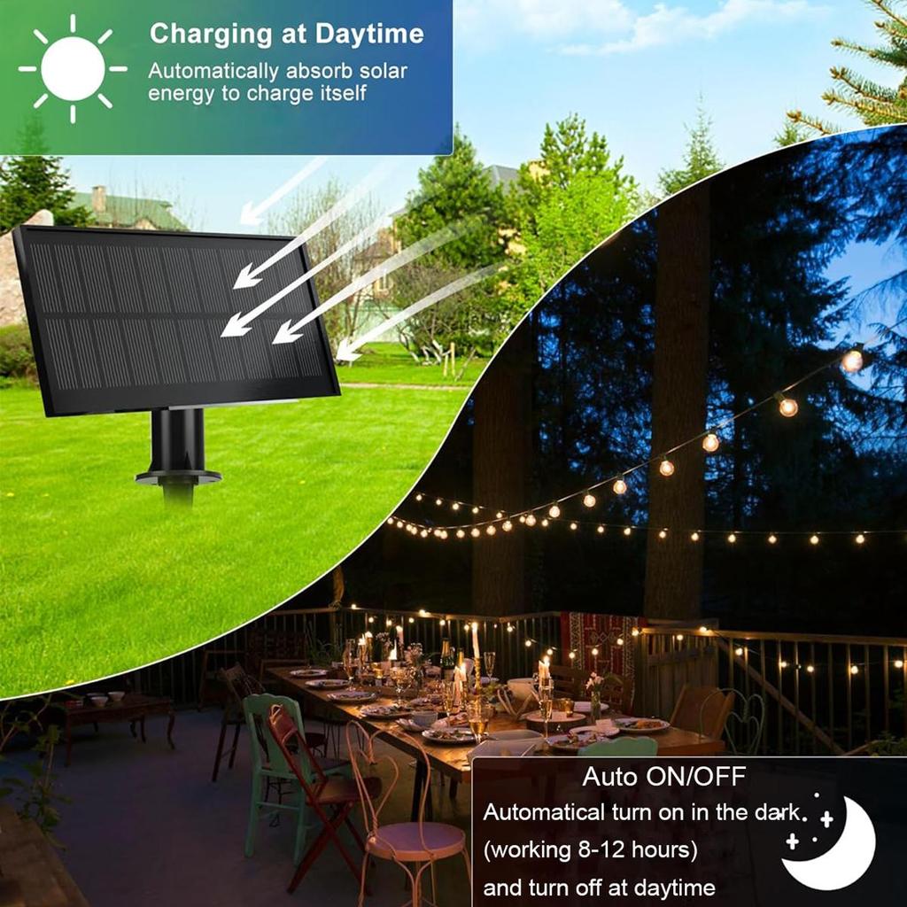 G40 уличный гирляндный светильник на солнечных батареях, светодиодные лампы для патио, солнечная гирлянда для кемпинга, садовой вечеринки, уличной террасы, украшение