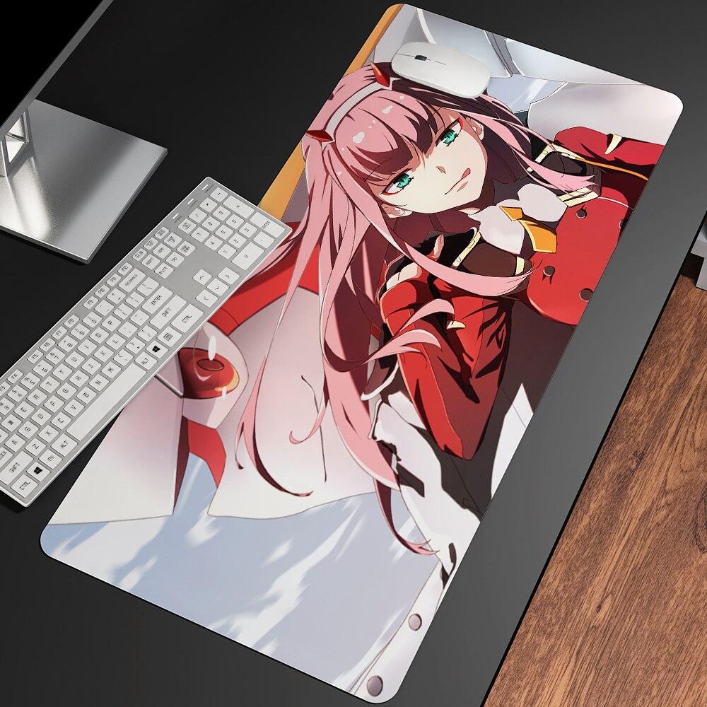 Сексуальный аниме «Дорогая в FranXX», офисные мыши, геймерские мягкие коврики для мыши с запирающимся краем, большой коврик для мыши, мультяшные офисные коврики для клавиатуры