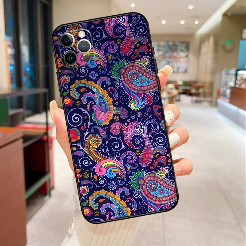 Чехол для телефона с узором пейсли для iPhone 17 16 15 14 13 11 12 Pro Max mini 16 Plus 16e 17 Air Защитный чехол