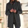 Women Fall Winter Coat Stand Collar Thick Warm Soft Mid Length Solid Color Pockets Single-breasted Lady Thick Overcoat