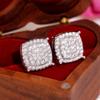 Huitan Full Bling Bling CZ Round Shaped Stud Earrings for Women Simple Versatile Ear Piercing Accessories Exquisite Girl Zircon