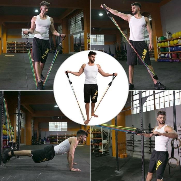 [Yezoos] Set de 11 bandes de résistance pour exercices de fitness, yoga, pilates et entraînement abs