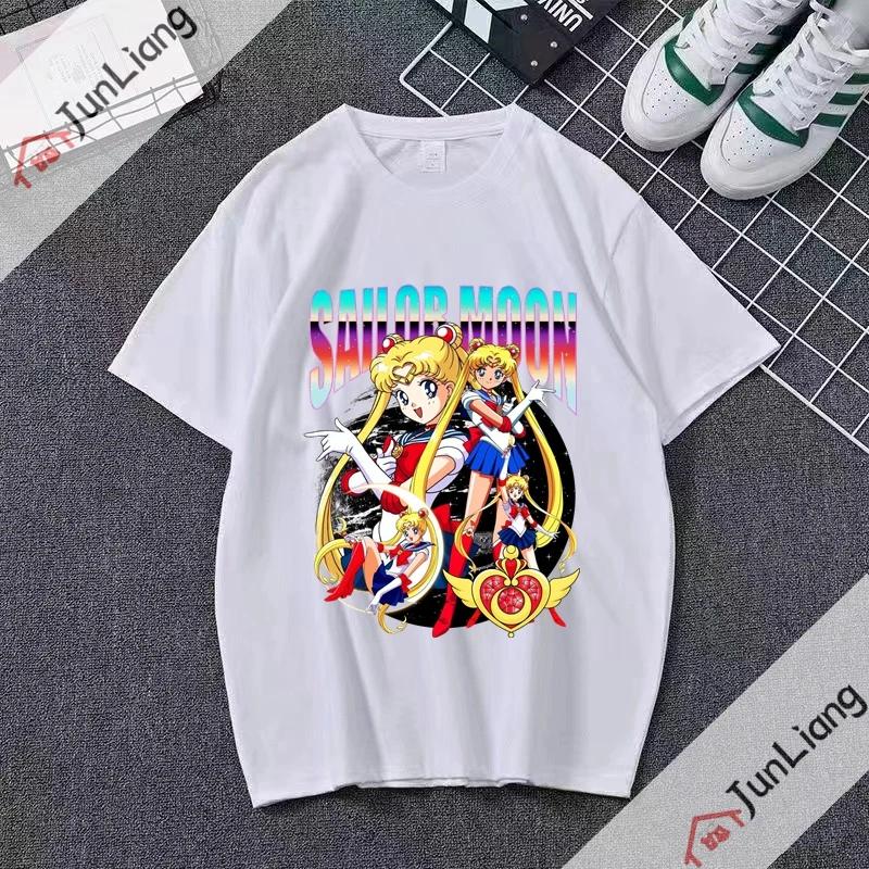 Sailor Moon Unisex Clothing Unisex Anime Kawaii Cute Short Sleeve Tee Футболка с принтом в виде топов Streetwear Y2k Graphic Shirts