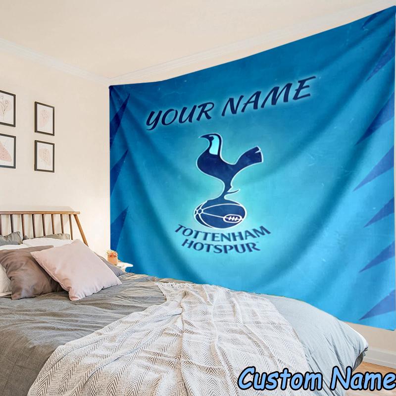 Custom Name Tottenham Hotspur Crest Tapestry Accessories for Bedroom,Livingroom, dormitory Room Wall Hanging Decor, Fan Birthday Gifts