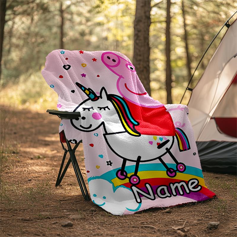 Personalized Custom Name Blanket - Peppa Pig Print Design,Blanket for Sofa,Bed,Travel,Camping - Soft and Warm, Great Gift