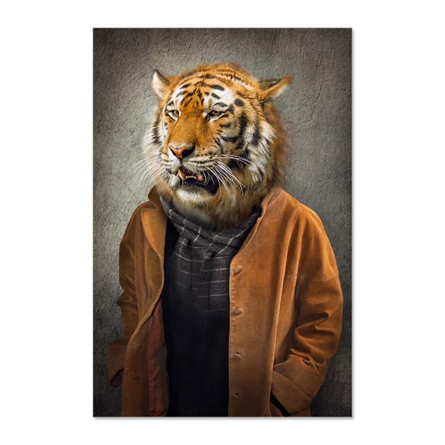 Человеческое тело, голова животного, абстрактная настенная художественная печать, Жираф, медведь, лев, холст, картина, скандинавский плакат, декор, фотографии для гостиной, без рамки