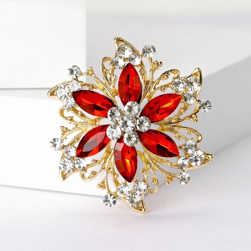 Rhinestone Flower Brooch for Women Unisex Crystal Glass Pins Banquet Party Backpack Gifts Jewelry Accessories