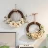 Artificial Flower Rattan Wreath for Front Door Handmade Floral Twig Garland for Weddings Birthday Party Wall Hanging Decor