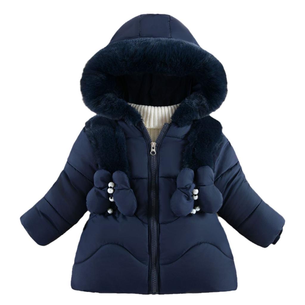 Girls Padded Winter Jackets Children Thickened Down Coats New Hooded Cotton Clothing Kids Fashion Fur Collar Parkas