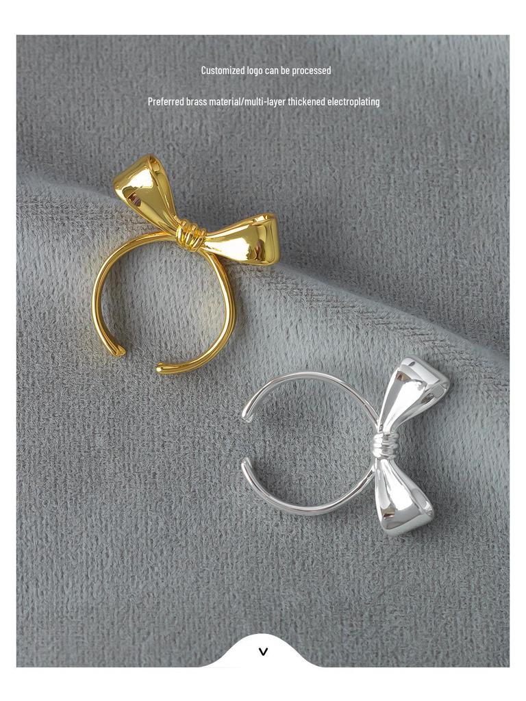 Exquisite Luxury Adjustable Bow Ring: Sweet, Fashionable, High-End Design