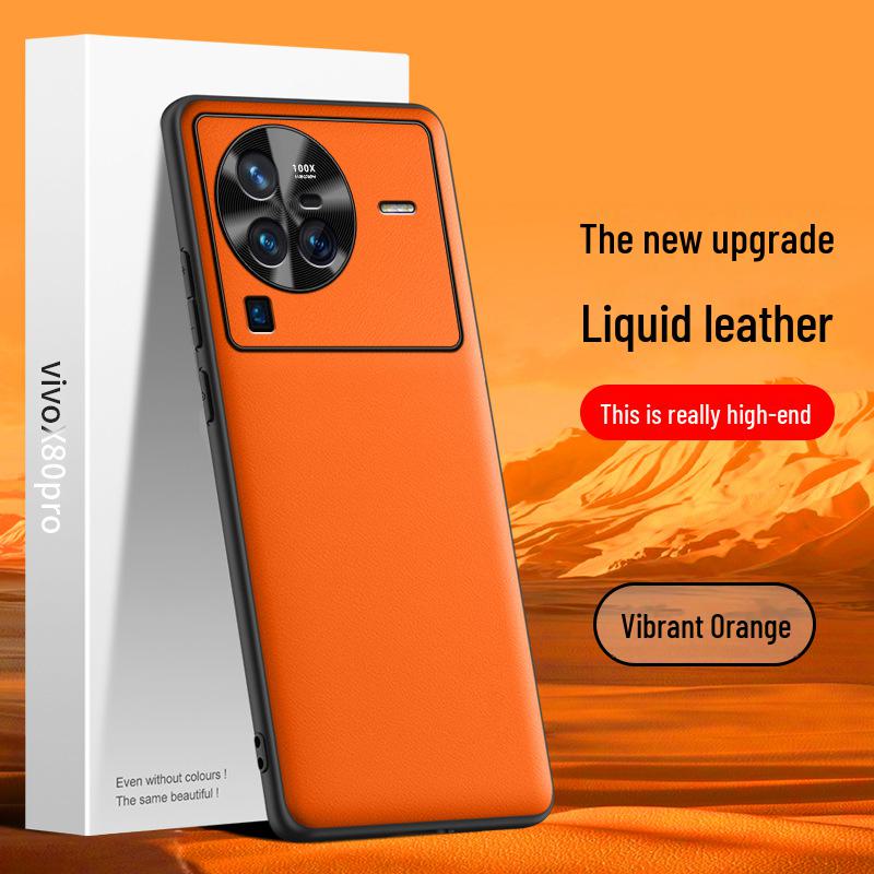 Чехол VivoX80pro из жидкой кожи: Защитный чехол от падения, противообрастающий, цельный. Идеально подходит для вашего телефона!