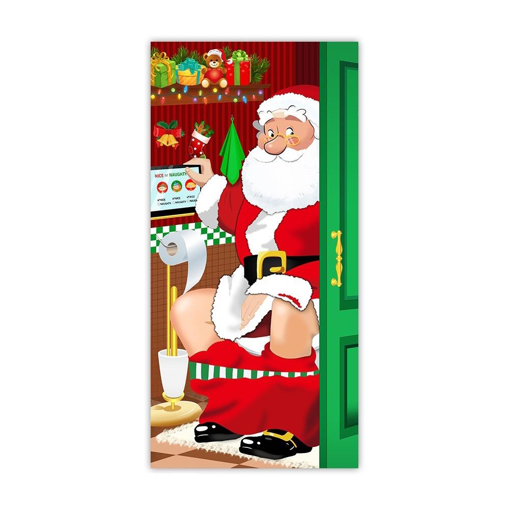 90x185cm Christmas Hanging Cloth Background Christmas Door Cover  Indoor and Outdoor