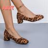 Fashion Female Shoes On Sale 2024 Autumn Casual Fashion Women's Leopard Print Shoes Comfortable Square Heel Pumps Zapatos De Mujer