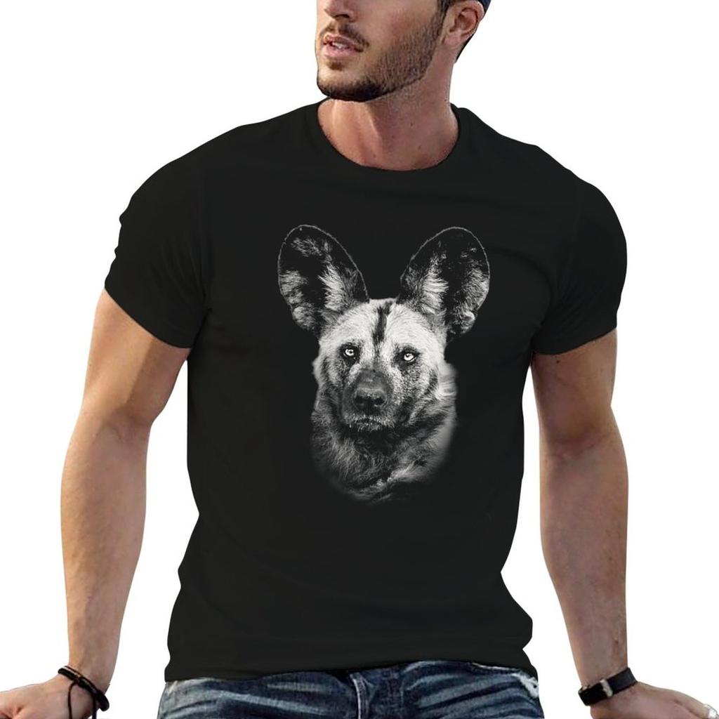 Painted Dog Portait African Wildlife Tshirt Plus Size Street Style Tee