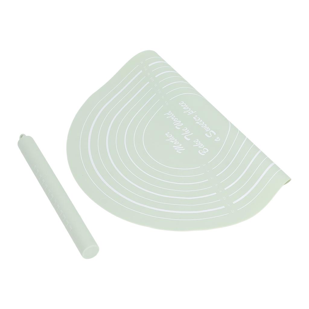 Dough Roller Set with Measurements Silicone Rolling Pin Non Stick Flour Mat for Home Kitchen Dessert Store