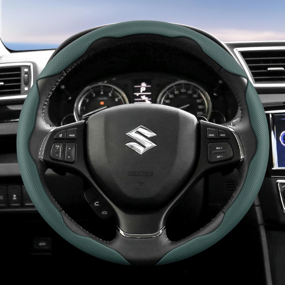 Подходит для Suzuki Дышащая Кожаная Накладка на Руль с Отверстиями Сегментированная Конструкция Быстрого Крепления Противоскользящая и Прочная Swift 2011 Sx4 Grand Vitara