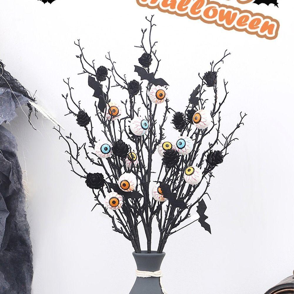 Spooky Halloween Maple Bat Bouquet 50cm Fake Plants Artificial Eyeball Twig Branch Ghost Festival