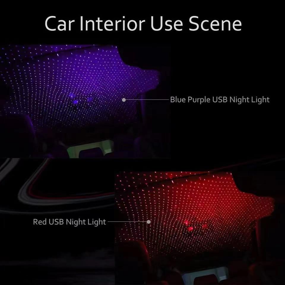 Car Romantic LED Starry Sky Night Light 5V USB Powered Galaxy Star Projector Lamp for Car Roof Room Ceiling Decor Plug and Play