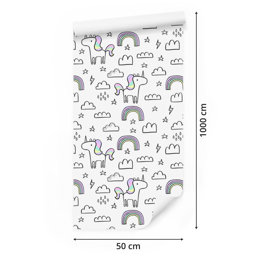 Rainbow Unicorns Wallpaper for Living Room and Bedroom 50x1000