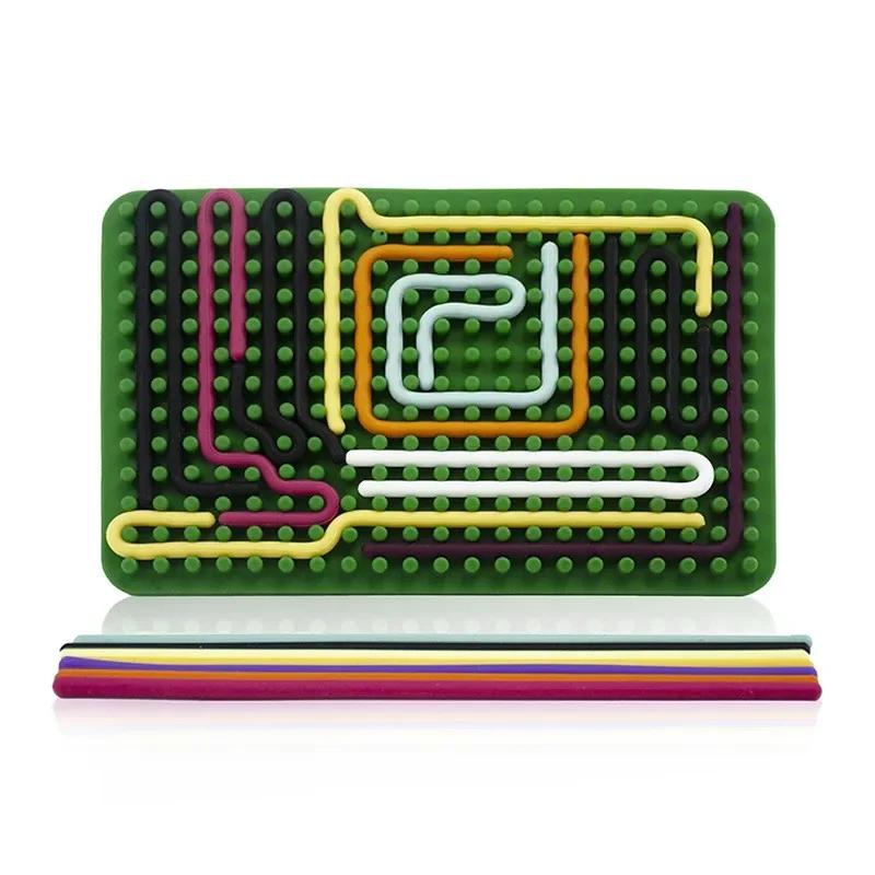 Sensory Activity Board for Kid Busy Board Motor Skills Montessori Toy Relaxing Stress Colored Silicone Rod Travel Toy Gift Boy