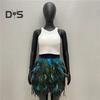 Festival Faux Feather Skirt Punk Gothic Style Hand Stitched Design Stage Performance Punk Gothic Mini Short Skirt