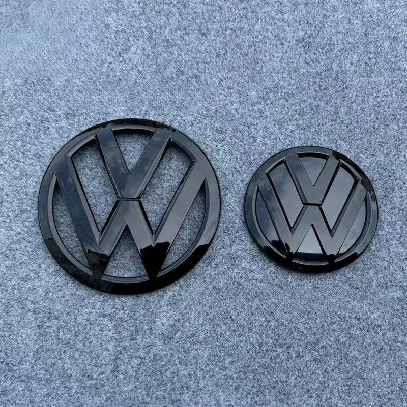 Для VOLKSWAGEN Подходит для Volkswagen T6 ярко-черный серебристый матовый 170 мм логотип передней решетки радиатора + 130 мм логотип задней крышки багажника c