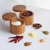 1/2Pcs Wooden Storage Boxes Bamboo Salt  With Magnetic Swivel Lid Container For Kitchen  Containers
