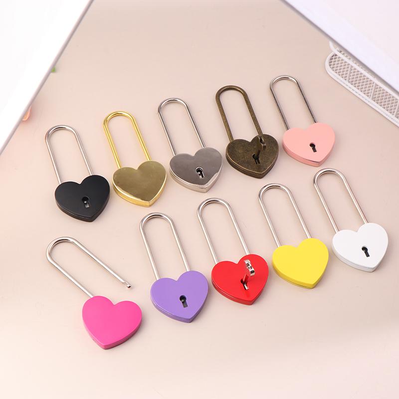 1 Set Metal Heart Shaped Padlock Antique Style Love Lock Set With Key Wedding Valentine'S Day Gifts Couple Wishing Lock