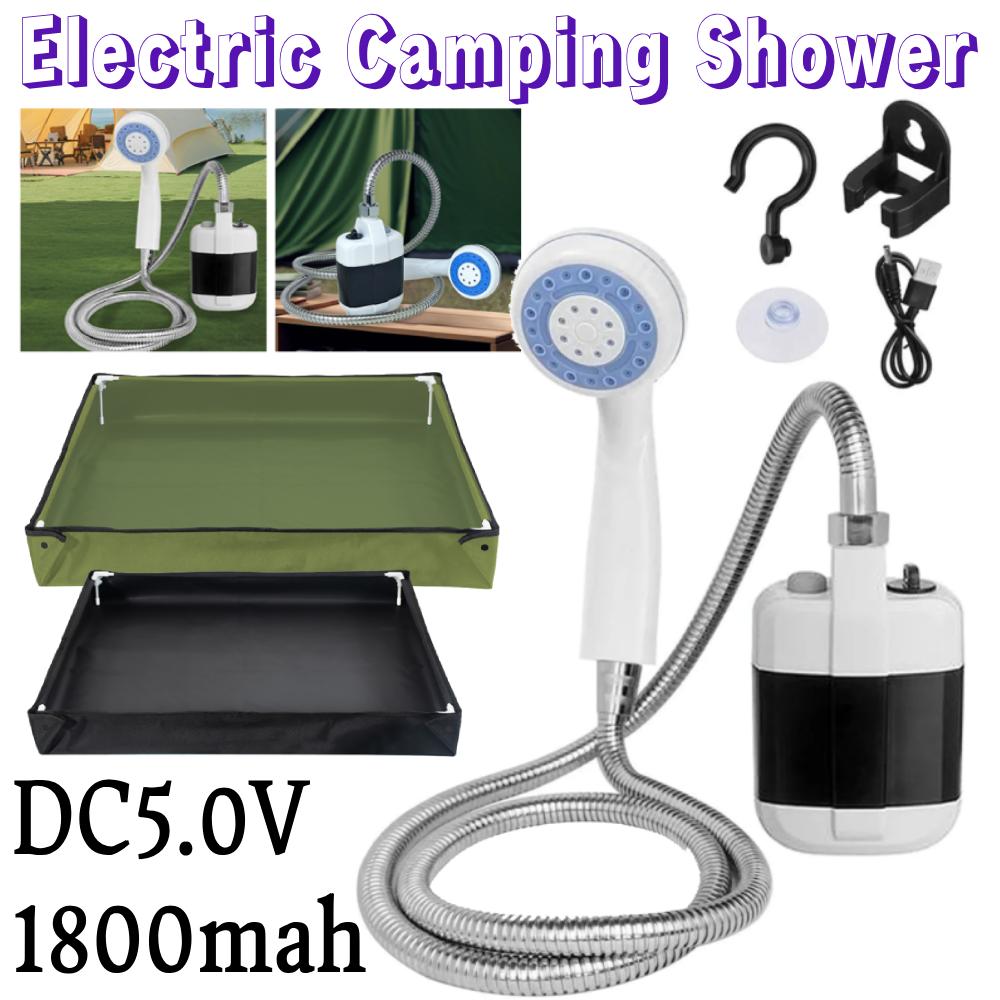 Электрический походный душ с шлангом 1,5 м, DC5.0V 1800 мАч, насадка-распылитель для душа на открытом воздухе, 4-5 л/мин, для мытья домашних животных, серфинга