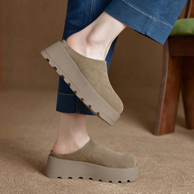 Женские тапочки Мюли на толстой подошве для женщин с закрытыми носками Удобные полутапочки большого размера для женщин