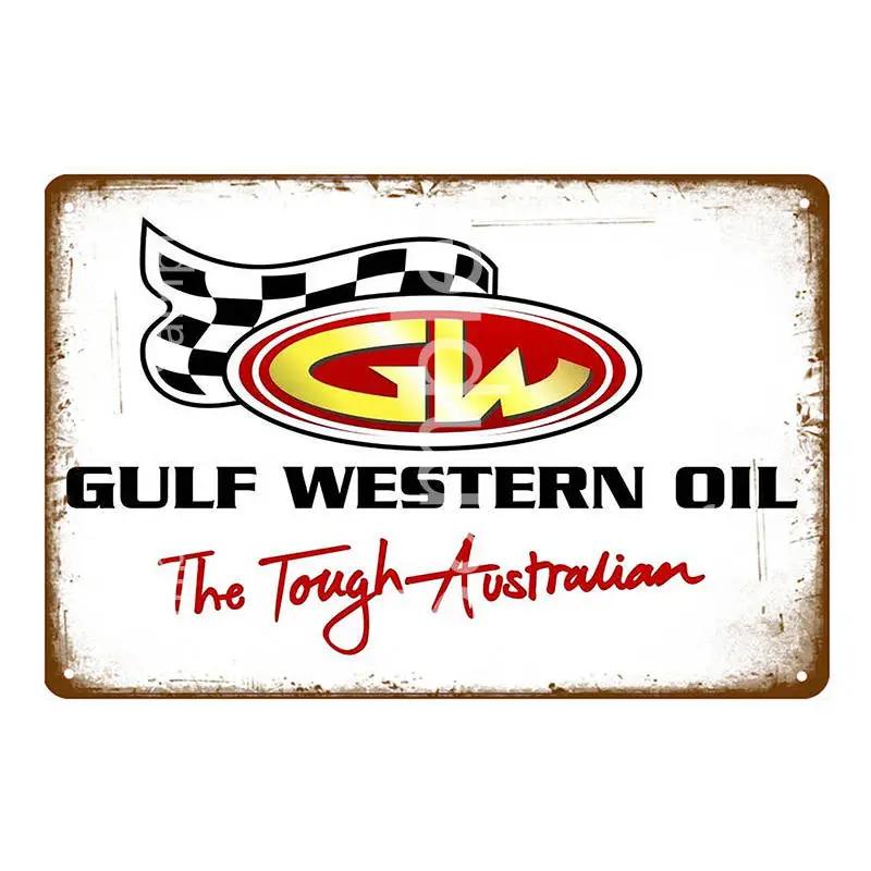 Винтажная металлическая жестяная табличка Gulf ESSO Mobil Racing Бензин Wadhams Моторное масло Гаражное обслуживание Настенный декор Искусство Постер Настенная табличка YL055