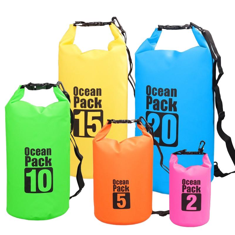 Oem 2l 5l 10l 15l 20l Custom Logo Outdoor Pvc Lightweight Portable Waterproof Backpack Camping Hiking Beach Kayaking Sport Dry B
