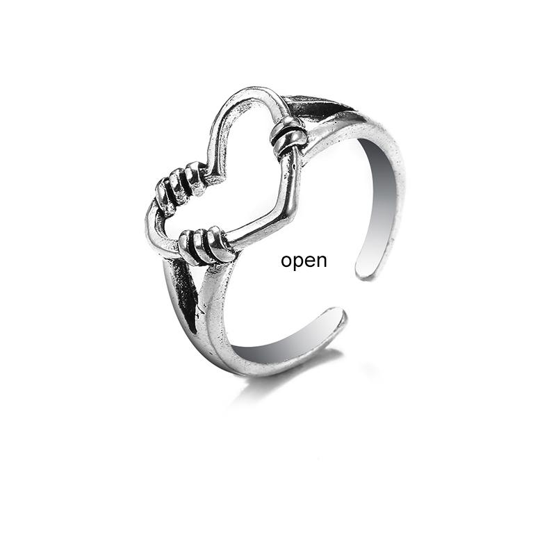 Кольцо для женщин и девочек Любовь Бабочка Череп Модные мужские украшения Винтаж Древнее серебро Цвет Панк Хип-Хоп Регулируемый Бохо