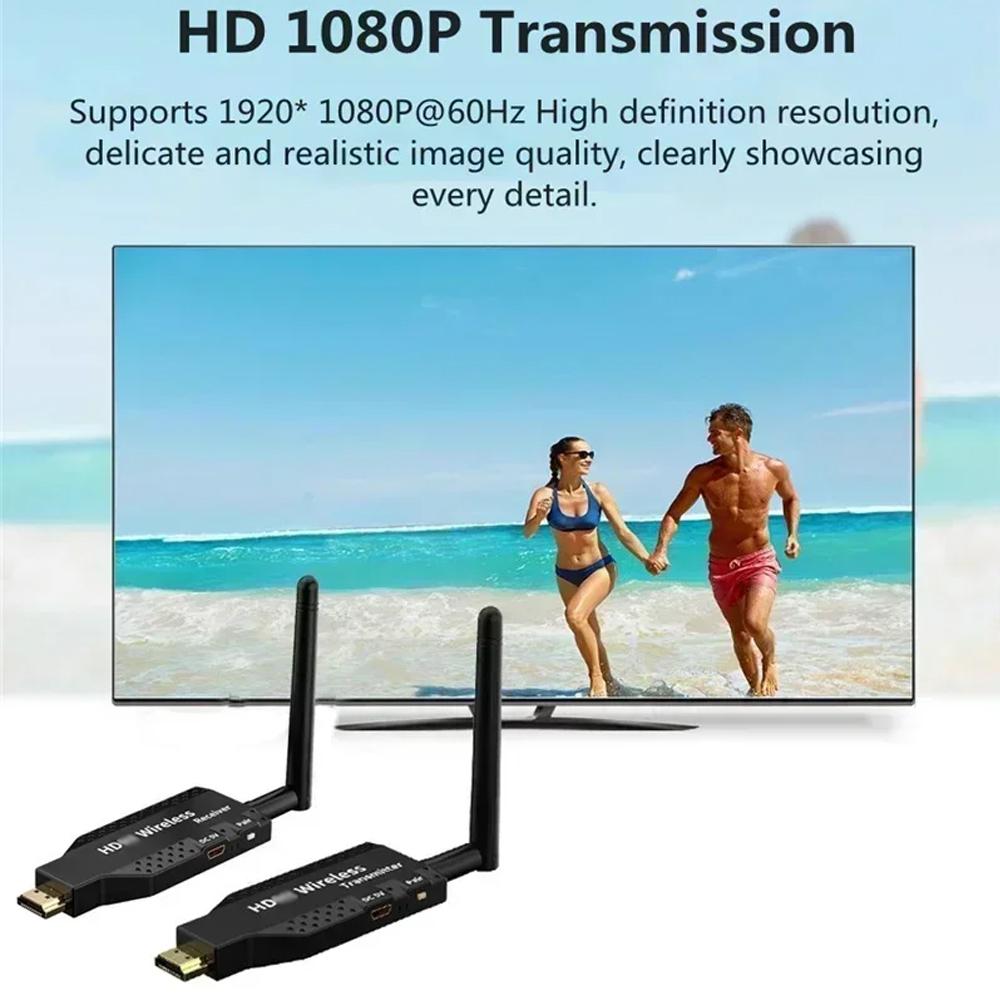 5G 50M Wireless HDMI-Compatible Transmitter Receiver Extender 1080P 60Hz Audio Video Adapter for PS4 Camera PC Laptop Projector Display Streaming