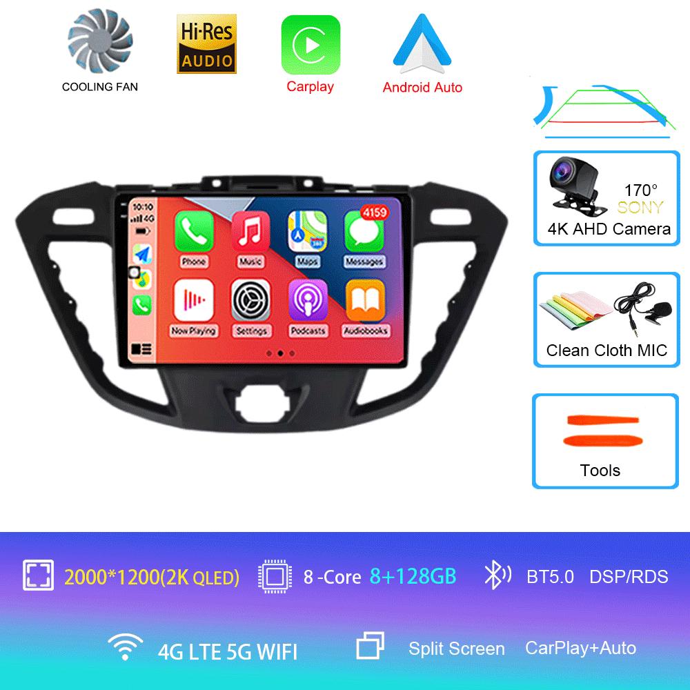 Автомобильное радио Android 14 для Ford Transit Tourneo Custom 2012 - 2021 Навигация GPS Мультимедийный проигрыватель Стерео Wi-Fi+4G Carplay BT 2DIN