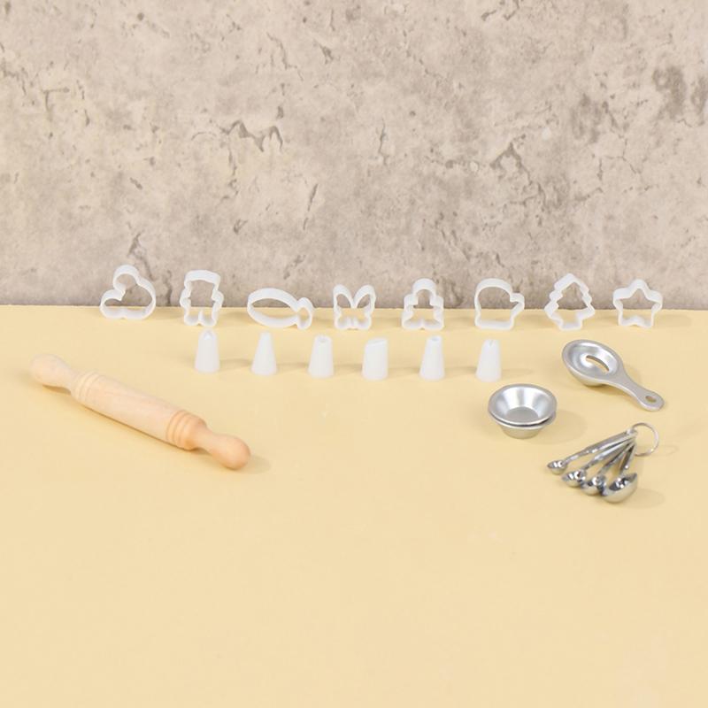 1Комплект 1:12 миниатюрных форм для выпечки кукольного домика, приспособления для выпечки, мерная ложка, инструменты для выпечки, модель кухонного декора, игрушечный домик