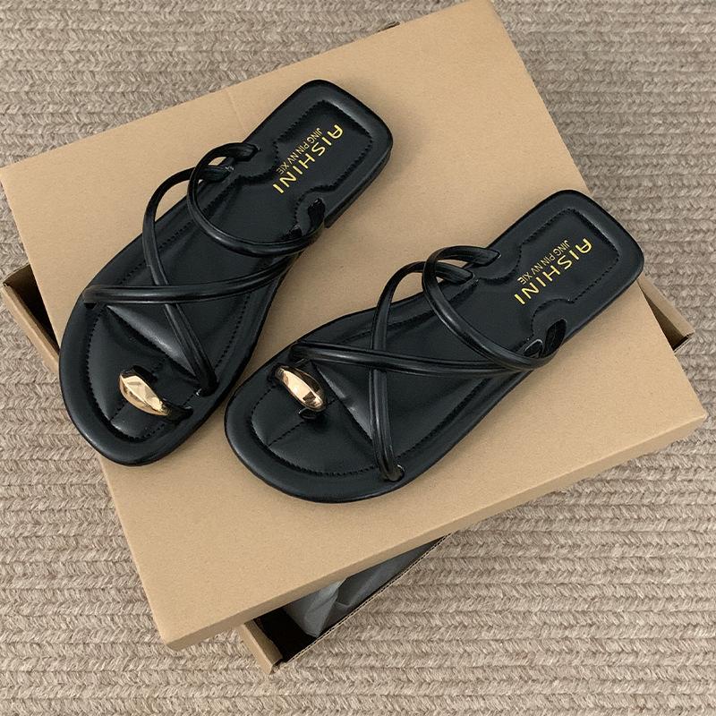 Французская юбка с нескользящим носком, плоские тапочки, женская летняя одежда 2025 года, новый стиль феи, усовершенствованные классные тапочки