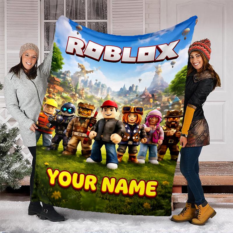Customiz Name Personality Roblox Blanket Soft&Warm Office Bed Travel Lunch Break Blanket,Gift All Seasons