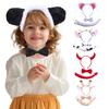 Animal Costume Ears Headband Tail Bow Tie Set for Toddlers And Kids Adjustable Plush Animal Costume for Halloween Cosplay Performance