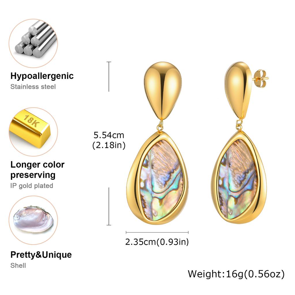 Elegant Stainless Steel Abalone Shell Earrings for Women Irregular Shell Earrings Waterproof Fashion Jewelry Gift