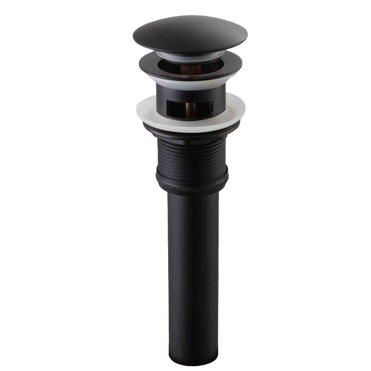 Bathroom Plastic Matte Black Chrome Plated Push Pop-Up Drain Stopper Contemporary Design Shape Screw Connection for Vessel Sink