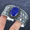 Natural Lapis Lazuli Gemstone 925 Sterling Silver Cuff Bangle Adjustable Z1o13